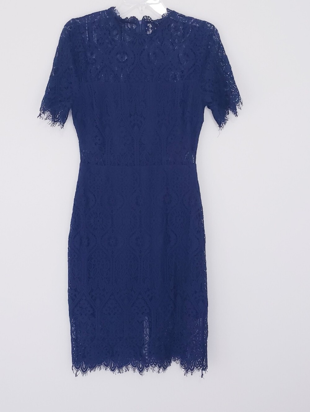 Lulus Remarkable Navy Blue Sheer Lace Short Sleeve Mini Dress Size Large Pencil - Picture 3 of 9